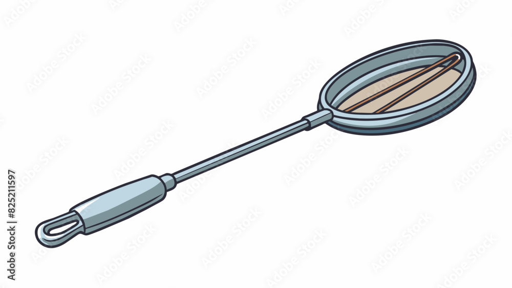 Poster The utensil was a round metal object with four prongs at one end and a curved handle at the other. It was used for scooping and lifting food and had a. Cartoon Vector.