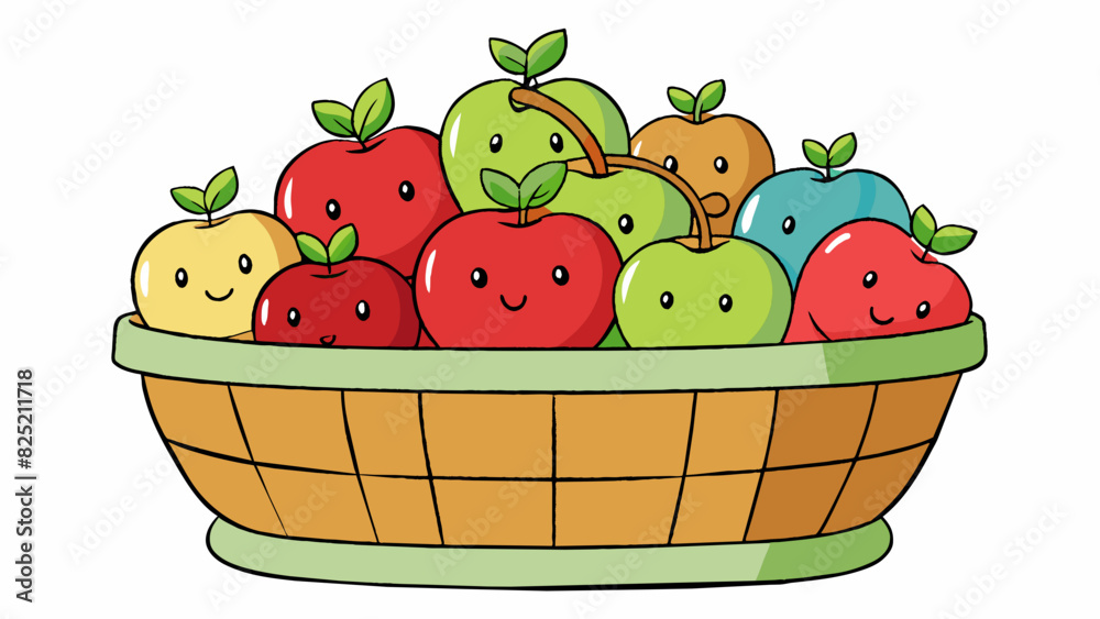 Poster Think of a basket filled with different types of apples. The mean would be the apple that represents the average of all the different varieties in. Cartoon Vector.