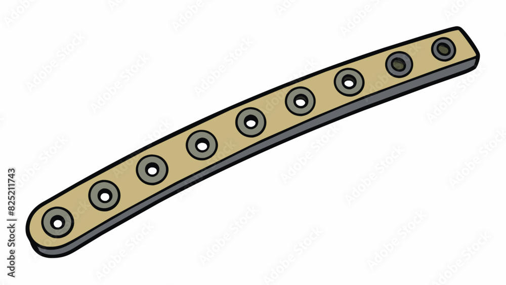 Poster This part was long and thin with a curved edge and a matte black finish. It had several small circular holes evenly spaced along its surface and felt. Cartoon Vector.