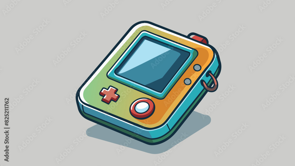 Fototapete This object is a small handheld device about the size of a smartphone. It has a rectangular body with a touchscreen display on the front. Along the. Cartoon Vector.