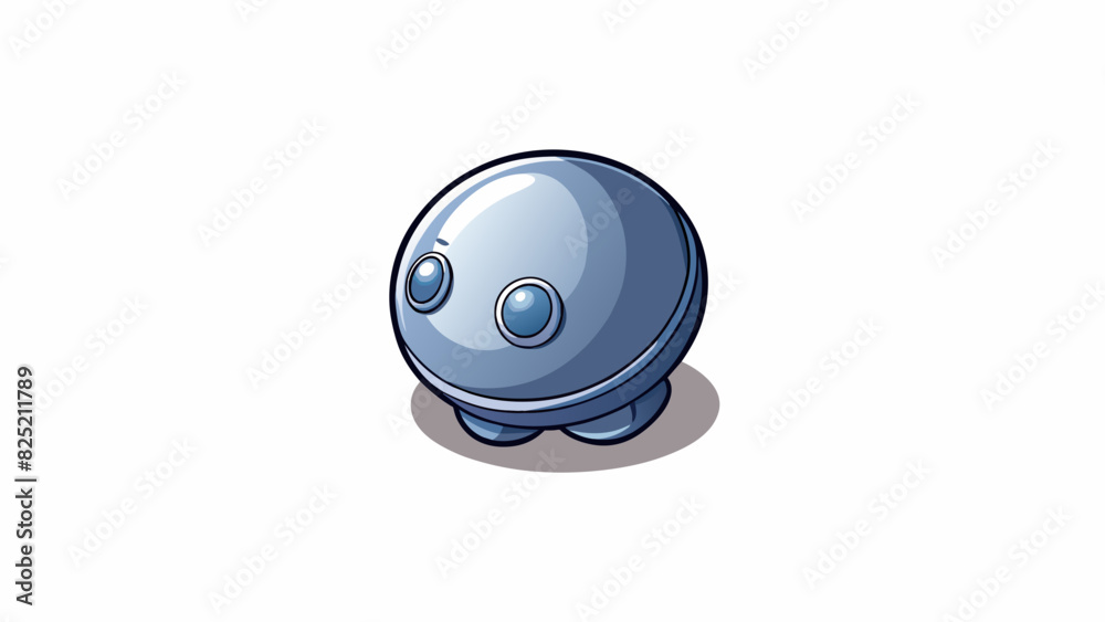 Aufkleber This object is small round and has a smooth surface. It is made of metal and has a shiny silver color. It can be held comfortably in one hand.. Cartoon Vector.
