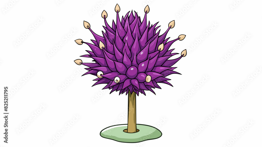 Poster this plant has spiky pointed leaves that grow from the base of a tall sy stem. the leaves are a deep