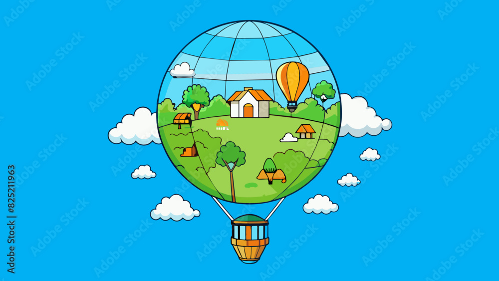 Poster up envision a hot air balloon floating high above the earth surrounded by vast blue skies and puffy 
