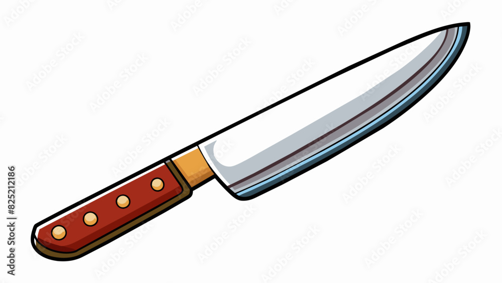 Aufkleber Working in a busy kitchen requires the need for a highquality chefs knife. With a sharp blade and ergonomic handle this versatile tool can efficiently. Cartoon Vector.