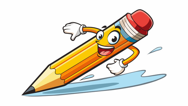 With every stroke of the pencil the eraser swiftly corrected any mistakes leaving behind a clean and polished piece of artwork.. Cartoon Vector.