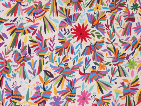 traditional mexican otomi textile colorful pattern