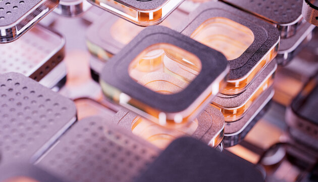 Abstract high-tech background with metal square blocks