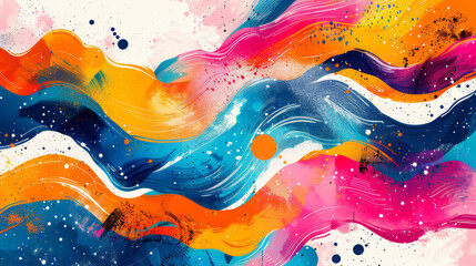 An abstract design featuring vibrant colors and dynamic shapes, inspired by the lively atmosphere of summer festivals.