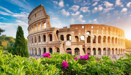 Naklejka premium View of the Colosseo Romano (Roman Coliseum) in Roma, Lazio, Italy.