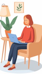 Virtual Therapy Session for Emotional Support Amid Pandemic - Counselor on Laptop for Remote Consultation