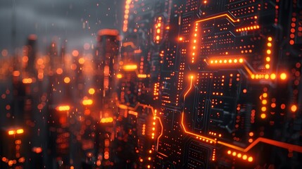 Vibrant Futuristic Cityscape With Glowing Skyscrapers and Luminous Infrastructure in Nighttime Metropolis