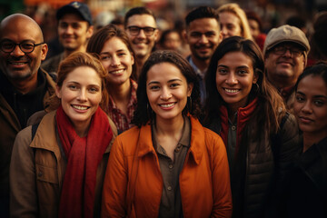 Obraz premium Smiling diverse group of people outdoors