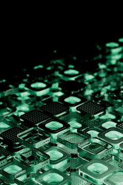 Abstract high-tech background with green square blocks