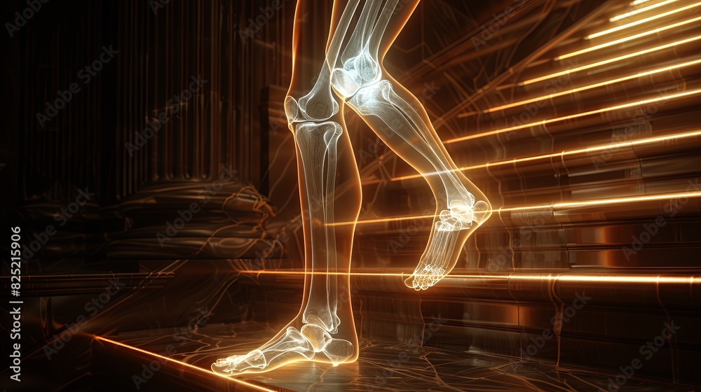 Wall mural  3D X-ray rendering of the knee joint while climbing stairs