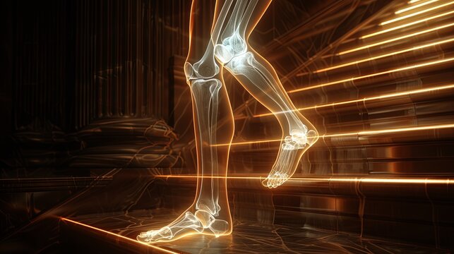  3D X-ray rendering of the knee joint while climbing stairs