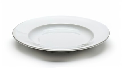 Ceramic plate with empty white circle on white background isolated with clipping path