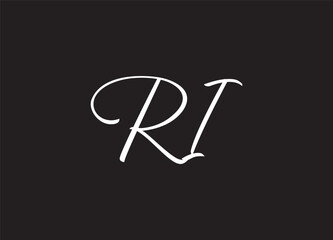 RI Cursive Letter Initial Logo Design Template Vector Illustration