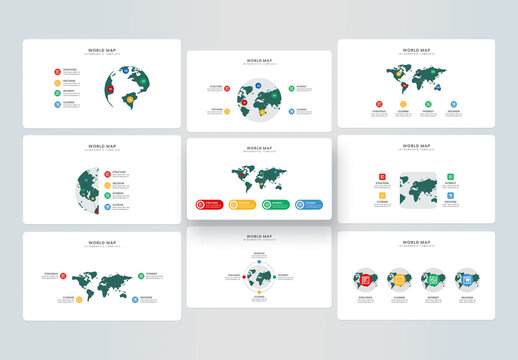 World Map Infographic Template Layout