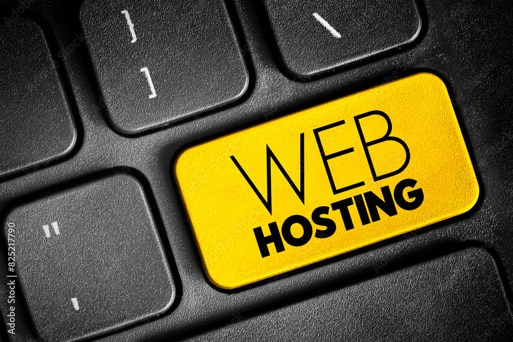 Poster Web Hosting - Internet hosting service that hosts websites for clients, text button on keyboard
