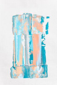 Acrylic painting in peach and blue
