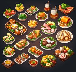 2d cartoon style food illustration