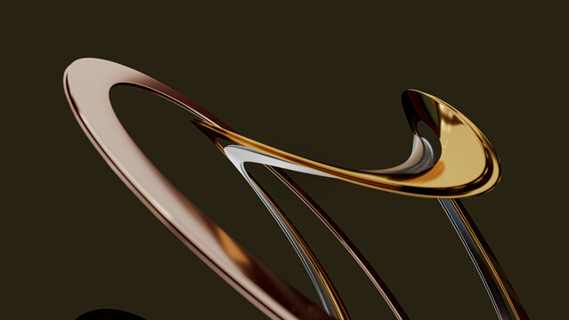 3D render of swirly spiral metallic shapes