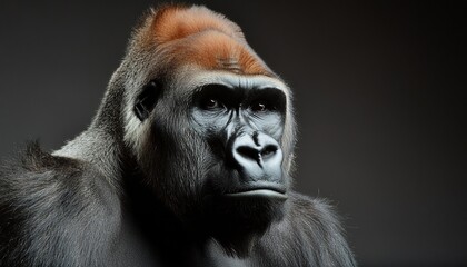 Obraz premium gorilla close up head on black background