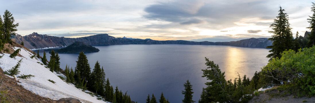 View Of Crater Lake at sunset