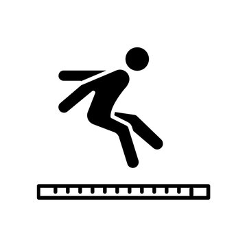 long jump icon. black fill icon