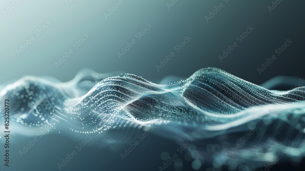 Poster a close-up photo of a sound wave traveling through the air, with visible ripples and distortions.