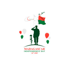 Vector illustration of Madagascar Independence Day social media feed template