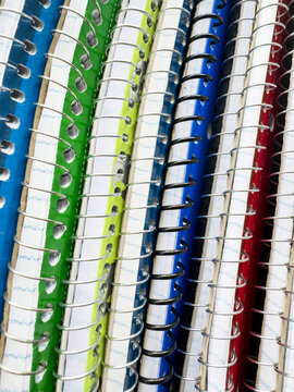  Still life Stack of Spiral wire Notebooks 