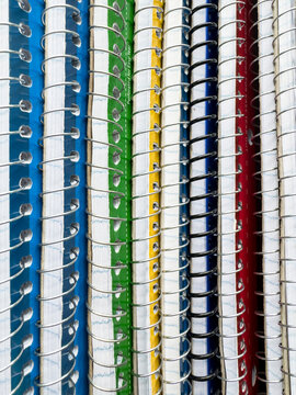 Stack of Spiral wire Notebooks still life 