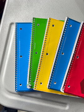Stack of  five Spiral wire Notebooks 
