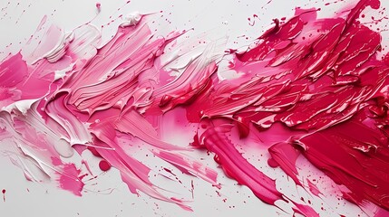 Glistening ruby paint strokes delicately applied to a blank white canvas, creating a breathtaking visual spectacle
