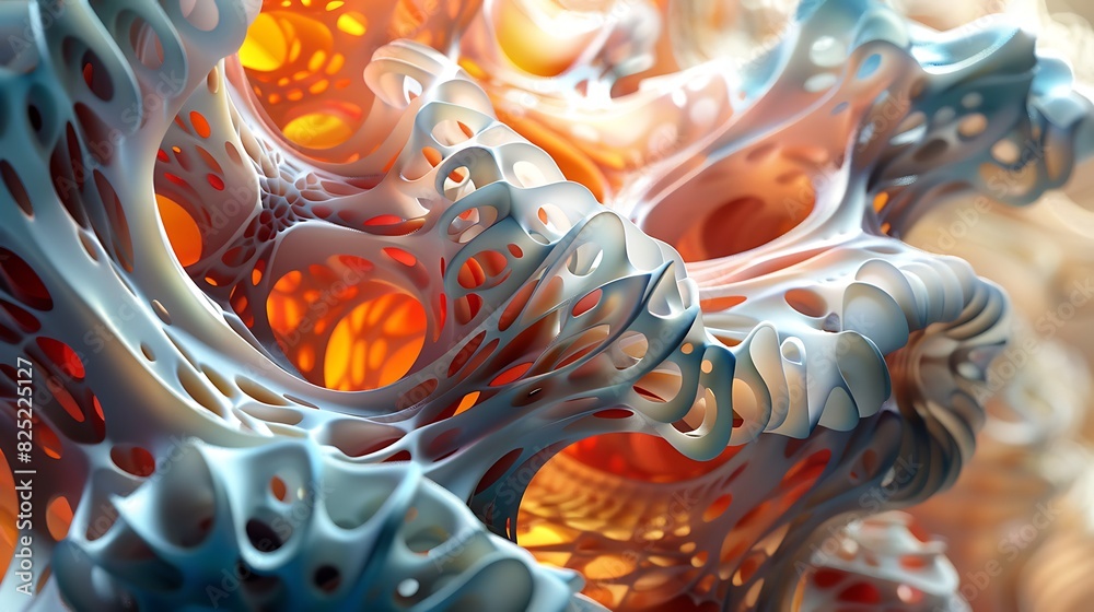 Fototapete this is a 3d rendering of an abstract organic structure. the intricate details of the structure crea