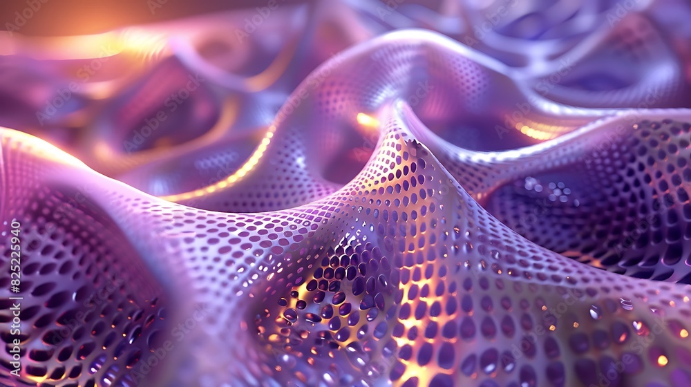 Fototapete 3d rendering of a pink and purple organic structure with a bumpy surface.