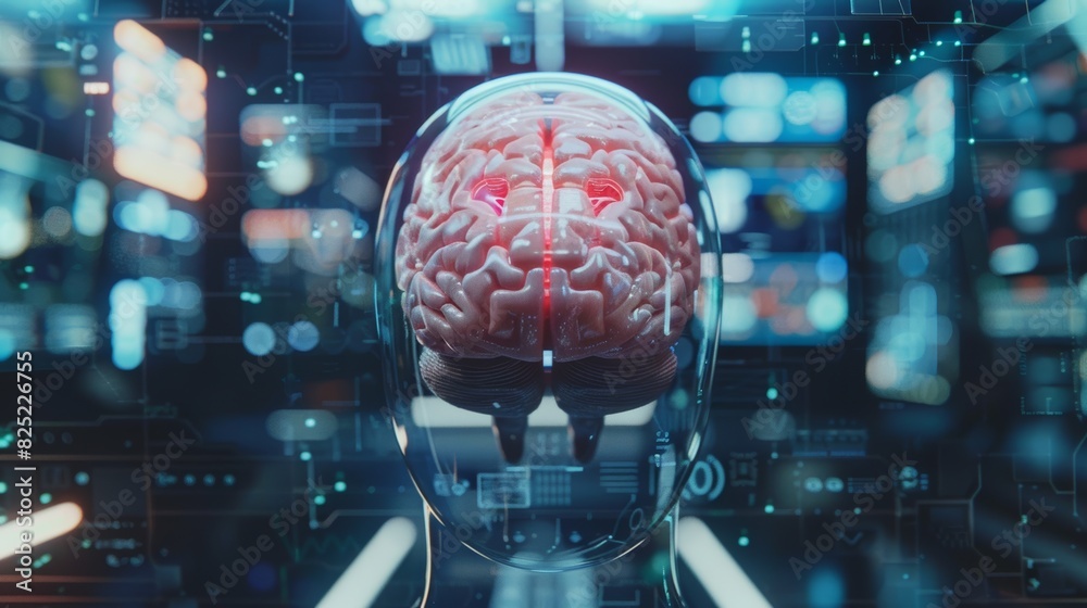 Aufkleber A groundbreaking brain-computer interface that utilizes advanced brain scan technology to enable direct communication between the mind and machines.