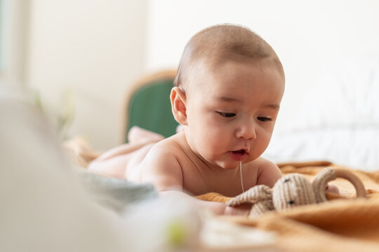 baby drooling portrait 