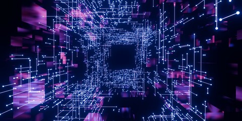 Sci-fi looping animation of futuristic background with lines and dots