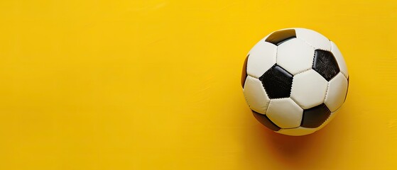 Soccer ball with clear copyspace on yellow background