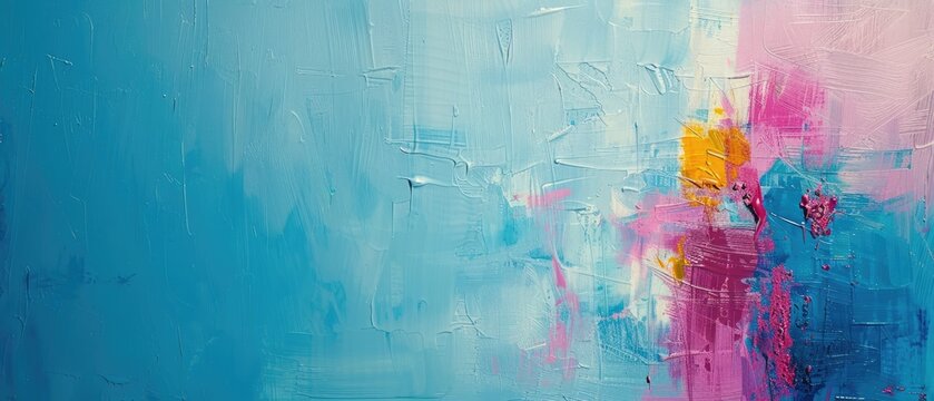 Abstract art painting with vibrant blue, pink, and yellow colors. Contemporary artwork perfect for modern home or office decoration.