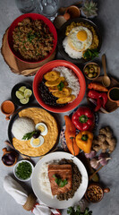Buffet table full of lunch assorted dishes Peru Peruvian food