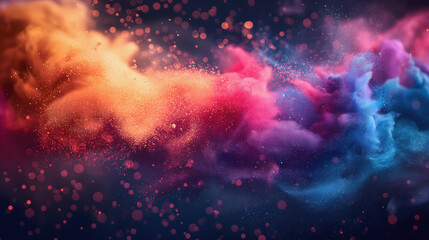 Abstract colored dust explosion on a black background.abstract powder splatted background.