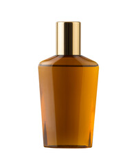 Foundation cosmetic container, moisturizer bottle on white background golden cap