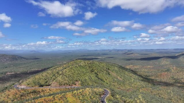 Aerial footage of Desailly Range Near Mt Carbine Queensland Australia