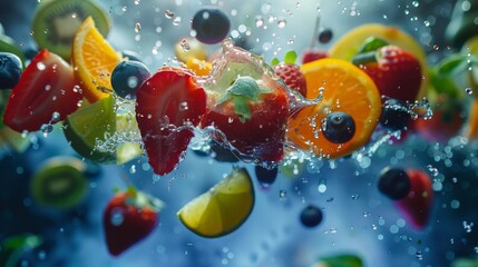 Fresh and juicy fruit salad in a glass bowl for healthy food designs