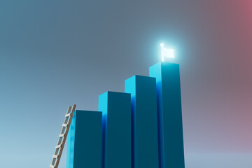 Goal Achievement Bar Graph with Illuminated Flag