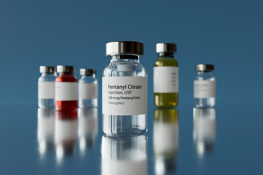 3D Render of Fentanyl Citrate Injection Vials