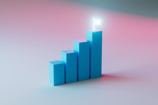 Progressive Growth Bar Chart with Glowing Top Segment